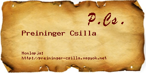 Preininger Csilla névjegykártya